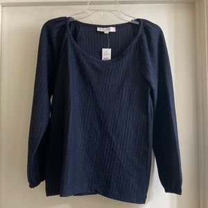 LOFT Long Sleeve Navy Blouse